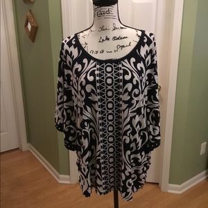 JM Collection Navy 2X  top